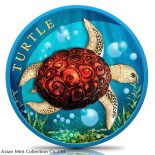 2022 – 1 oz Silver New Zealand Sea Turtle – Space colored and painted w Box & COA