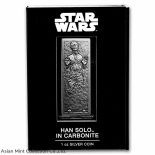 2022 Star Wars Han Solo in Carbonite 1 oz .999 Fine Silver $2 Coin Bar Niue COA