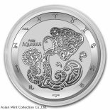 2022 Tokelau 1 oz .999 Silver $5 Zodiac Series: Aquarius , in Capsule