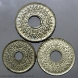 Thailand 1944-1945 – Set of 3 coins (5-10-20 Satang) – Tin coin – Bua Kanok Khaeng Singha Pattern