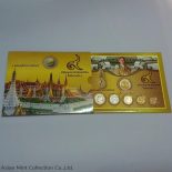 2005 – Circulating Coin Panel complete set Thailand, unused (6 coins), packed in panel and box.