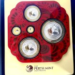 2011 year of the rabbit gold coin and coloured silver coin
