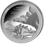 2023 – Prehistoric Life Stegosaurus (12.) Silver Coin 1 oz 999 Silver Congo ST