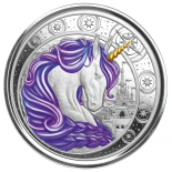 2023 – Ghana Unicorn “”Aurora”” 1oz Silver 999 Color with Certi Log Coincard
