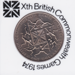 1974 New Zealand One Dollar Xth British Commonwealth Games Commemorative Coin